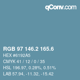 カラーコード: RGB 97 146.2 165.6 | qconv.com