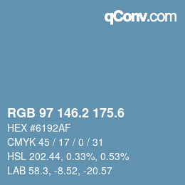 カラーコード: RGB 97 146.2 175.6 | qconv.com