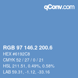 カラーコード: RGB 97 146.2 200.6 | qconv.com