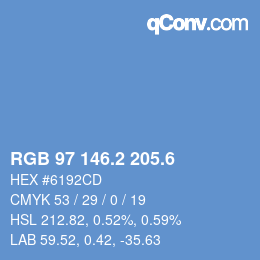カラーコード: RGB 97 146.2 205.6 | qconv.com