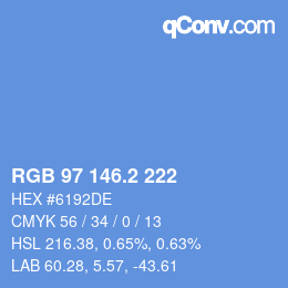 カラーコード: RGB 97 146.2 222 | qconv.com