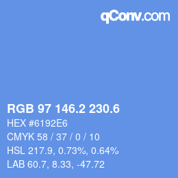 カラーコード: RGB 97 146.2 230.6 | qconv.com