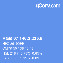 カラーコード: RGB 97 146.2 235.6 | qconv.com
