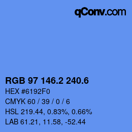 カラーコード: RGB 97 146.2 240.6 | qconv.com