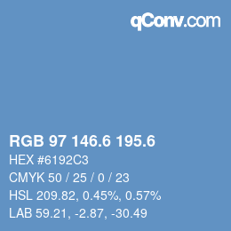 カラーコード: RGB 97 146.6 195.6 | qconv.com