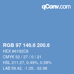 カラーコード: RGB 97 146.6 200.6 | qconv.com