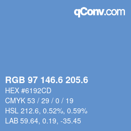カラーコード: RGB 97 146.6 205.6 | qconv.com
