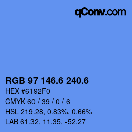 カラーコード: RGB 97 146.6 240.6 | qconv.com