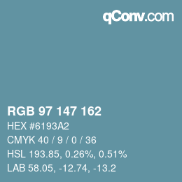 カラーコード: RGB 97 147 162 | qconv.com