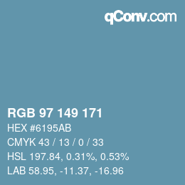 Color code: RGB 97 149 171 | qconv.com