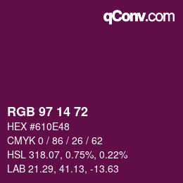 Color code: RGB 97 14 72 | qconv.com
