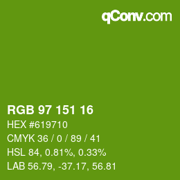 Color code: RGB 97 151 16 | qconv.com
