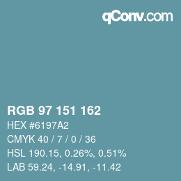 Color code: RGB 97 151 162 | qconv.com
