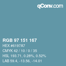 Farbcode: RGB 97 151 167 | qconv.com
