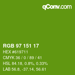 Color code: RGB 97 151 17 | qconv.com