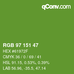 Color code: RGB 97 151 47 | qconv.com