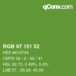 Color code: RGB 97 151 52 | qconv.com