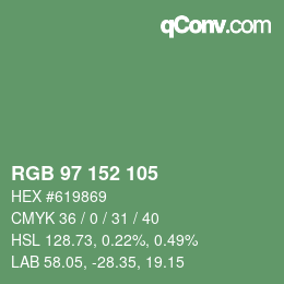 颜色代码: RGB 97 152 105 | qconv.com