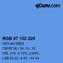 颜色代码: RGB 97 152 229 | qconv.com