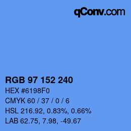 カラーコード: RGB 97 152 240 | qconv.com