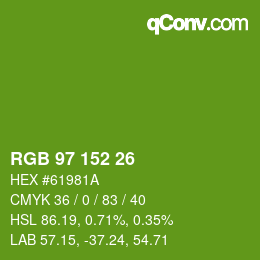 颜色代码: RGB 97 152 26 | qconv.com