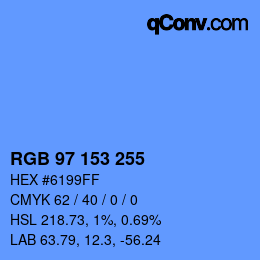 Color code: RGB 97 153 255 | qconv.com