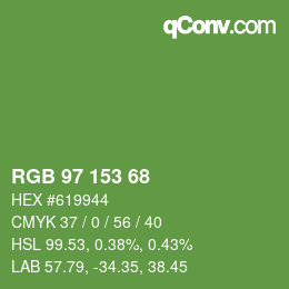 Color code: RGB 97 153 68 | qconv.com