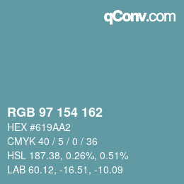 Color code: RGB 97 154 162 | qconv.com