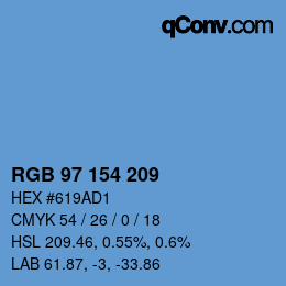 Color code: RGB 97 154 209 | qconv.com