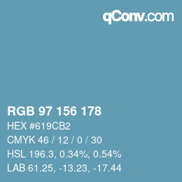 Color code: RGB 97 156 178 | qconv.com