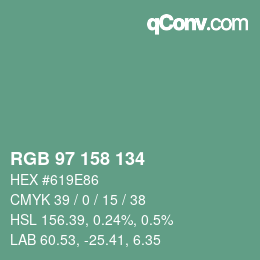 颜色代码: RGB 97 158 134 | qconv.com