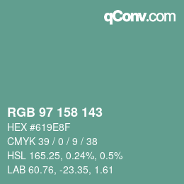 Color code: RGB 97 158 143 | qconv.com