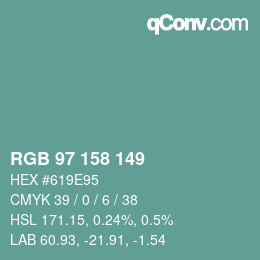 Farbcode: RGB 97 158 149 | qconv.com