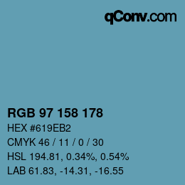 カラーコード: RGB 97 158 178 | qconv.com