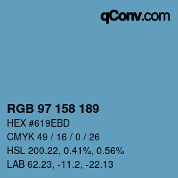 颜色代码: RGB 97 158 189 | qconv.com