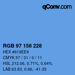 カラーコード: RGB 97 158 228 | qconv.com
