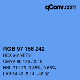 Color code: RGB 97 158 242 | qconv.com