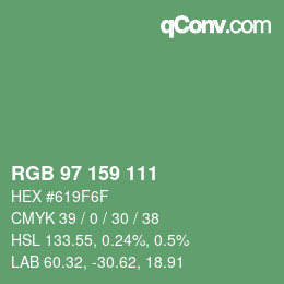 Color code: RGB 97 159 111 | qconv.com