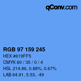 Color code: RGB 97 159 245 | qconv.com