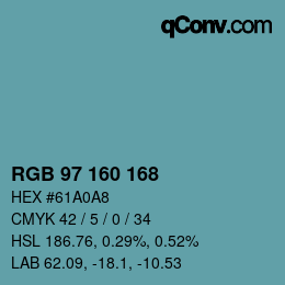 Color code: RGB 97 160 168 | qconv.com