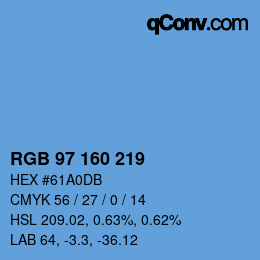 Color code: RGB 97 160 219 | qconv.com