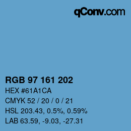 Code couleur: RGB 97 161 202 | qconv.com