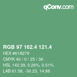 カラーコード: RGB 97 162.4 121.4 | qconv.com