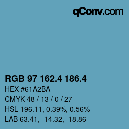 カラーコード: RGB 97 162.4 186.4 | qconv.com