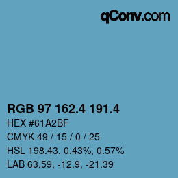 カラーコード: RGB 97 162.4 191.4 | qconv.com
