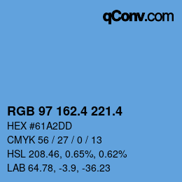 カラーコード: RGB 97 162.4 221.4 | qconv.com