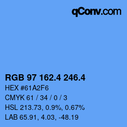 カラーコード: RGB 97 162.4 246.4 | qconv.com