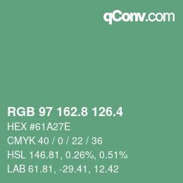 カラーコード: RGB 97 162.8 126.4 | qconv.com