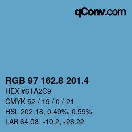 カラーコード: RGB 97 162.8 201.4 | qconv.com