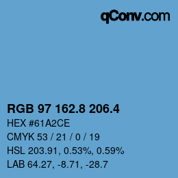 カラーコード: RGB 97 162.8 206.4 | qconv.com